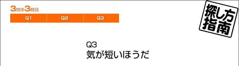 探し方指南／Q3　気が短いほうだ