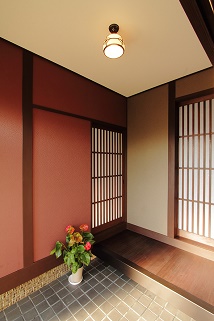 アクセントクロスの映える和風玄関 玄関のリフォーム事例 京都市西京区 リフォームo Uccino